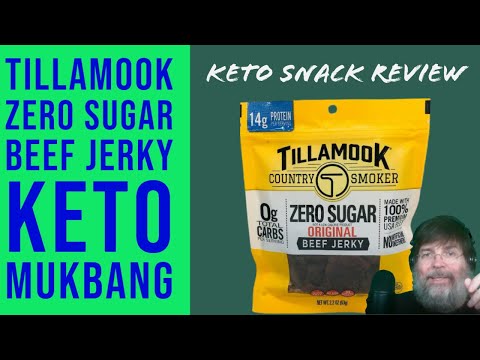 TILLAMOOK ZERO SUGAR BEEF JERKY KETO MUKBANG REVIEW-...