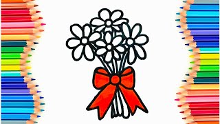 How to Draw a Beautiful Flower Bouquet for Kids - Step by Step!