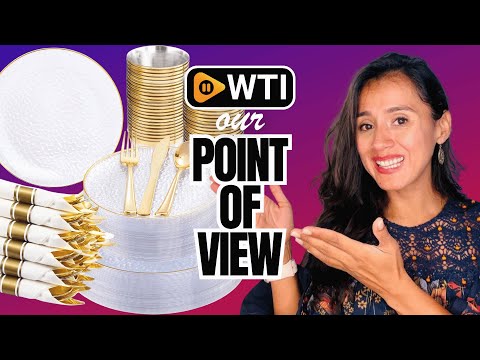 Hioasis 350pcs Clear Gold Plastic Plates - Clear Plastic Dinnerware Set Includes 50 Dinner Plate - WTI product video review