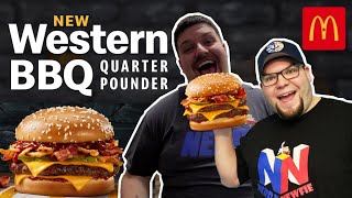 NEW! Mcdonalds Western BBQ DOUBLE Quarter Pounder Review! Bacon, Crispy Onions, BBQ Sauce