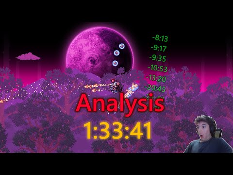Terraria - Master Hardcore Moon Lord Speedrun 1:33:41 Analysis (Random Seed, NMA)
