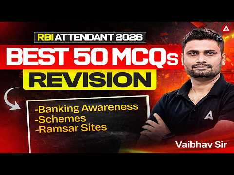RBI Attendant General Awareness 2026 | GA Best 50 MCQs Revision | GA By Vaibhav Srivastava Sir
