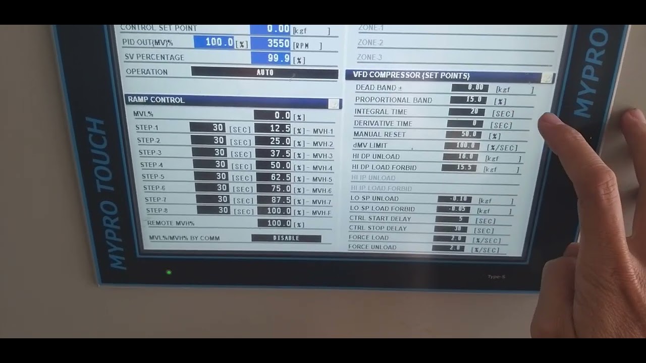 PID setting for control mycom compressor