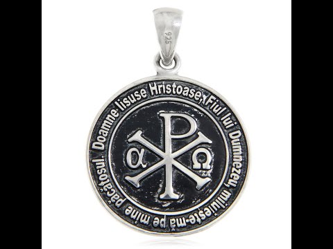 Pandantiv 2 cm Argint 925 Hristos - XP (Chi-Rho) Inceputul si Sfarsitul cu Rugaciunea Inimii