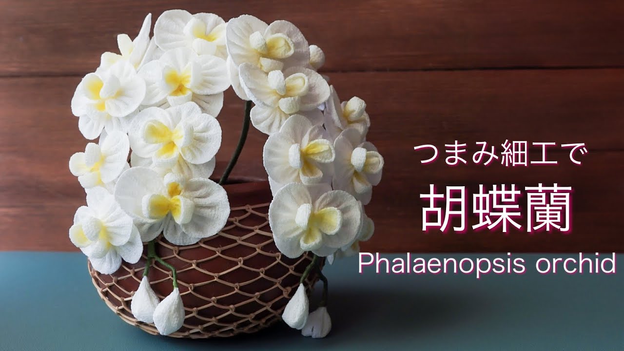 胡蝶蘭の作り方　【つまみ細工】【簡単DIY】【ちりめん細工】diy ハンドメイド　Phalaenopsis orchid/Kanazashi/tsumamizaiku