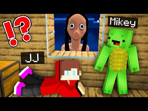 JJ and Mikey HIDE From SCARY MOMO in Minecraft Challenge Maizen 100 days