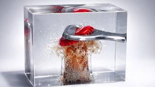 Opening a CocaCola bottle in Epoxy Resin. Cola Frozen in Time – Real Explosion