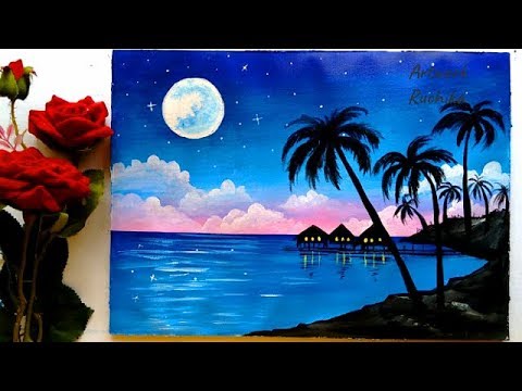 Easy Seascape Painting | Acrylic Painting Tutorial