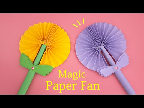 DIY Paper FAN | Beautiful Fairy Magic Wand - Pull Down Will Turn Into a Beautiful Fan | 摺紙—魔法機關扇子可伸縮