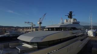 Releasing 78m MY Tango back to the sea at Monaco Marine shipyard