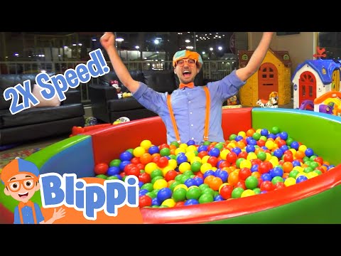 Blippi visits an Indoor Playground at 2x Speed!