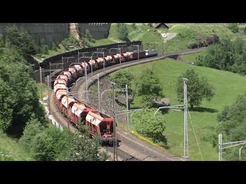 (HD) Trains at Wassen in the beautiful Swiss Mountains - 27/6/16