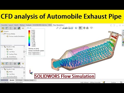 Solidworks Porous Media Flow Simulation [Automobile Exhaust Pipe CFD]