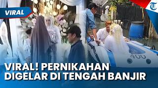 NEKAT dan HARU! Pernikahan Digelar di Tengah Banjir di Bojongsoang, Pengantin Diantar Pakai Perahu