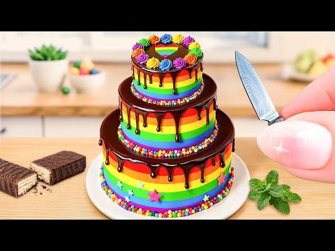 Mini Rainbow Chocolate Cake Recipe 🍫🌈 | Fun KitKat Cake Decorating Tutorial