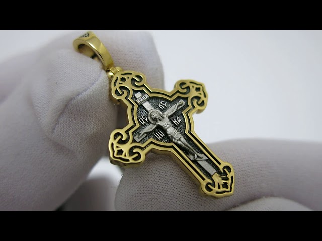 Срібний позолочений хрестик вкх185 Відео огляд