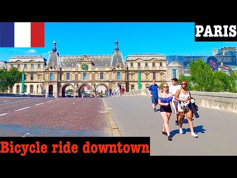 🇫🇷PARIS Bicycle ride downtown (from Notre Dame to Champs-Elysees Avenue)