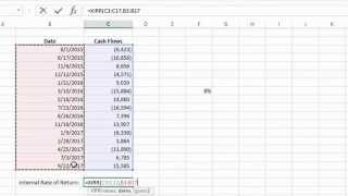 Excel  2013 Tutorial - How to Calculate an Internal Rate of Return
