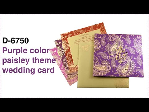 Purple color paisley theme wedding card. D-6750