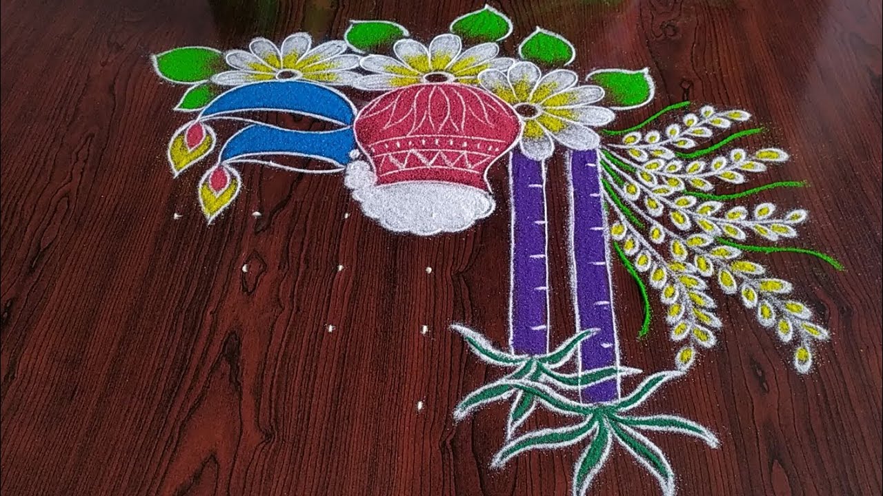 Pongal rangoli design 7 8 1 dots by sresta