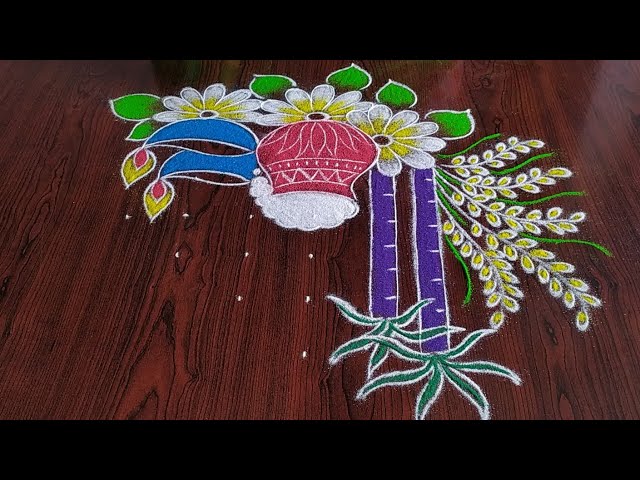 Pongal rangoli design 7 8 1 dots by sresta