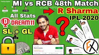 MI vs RCB Dream11 | MI vs RCB 48th match of DREAM11 IPL 2020 | mumbai indians vs royal challengers