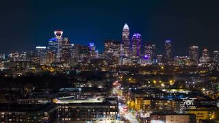 Charlotte Skyline & Plaza Midwood Drone Hyperlapse | 4K Sunset to Night