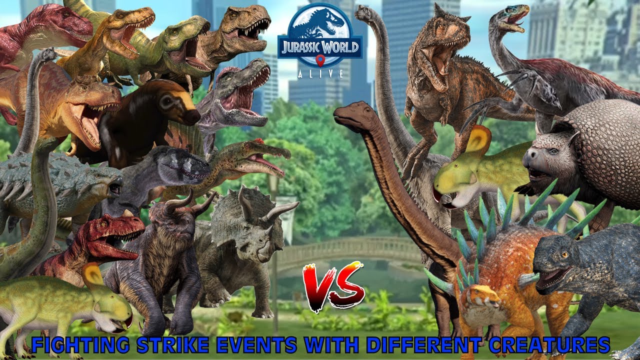 Fighting Strike Events With Different Creatures - Jurassic World Alive