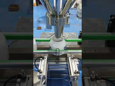 Semi-automatic high-precision powder filling machine with floor conveyor video
