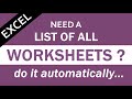 How to Get a List of All Worksheet Names Automatically in Excel