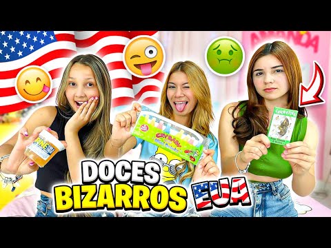 PROVANDO DOCES BIZARROS DOS ESTADOS UNIDOS - AMANDA BIA E KATHLYN