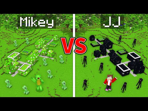 Mikey Creeper vs JJ Enderman VILLAGE Battle in Minecraft (Maizen)