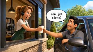 ☕️ Working the Drive-Thru at an American Coffee Shop | Slow and Easy English Story for Beginners