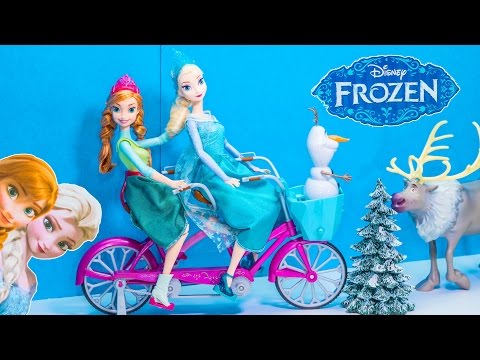 Unboxing the FROZEN  Elsa and Princess Anna Tandem  Bicycle Toy