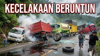 Download lagu A pile-up on an extreme road in the world results in an ambulance being injured. mp3