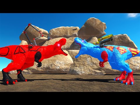 SQUID GAME T-REX starts massive death race to attack SUPERMAN T-REX | Animal revolt battle simulator