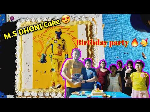 Birthday party ।। M.S Dhoni cake 😍🔥. #M.SDhoni #birthday #fun #2023#mioamore