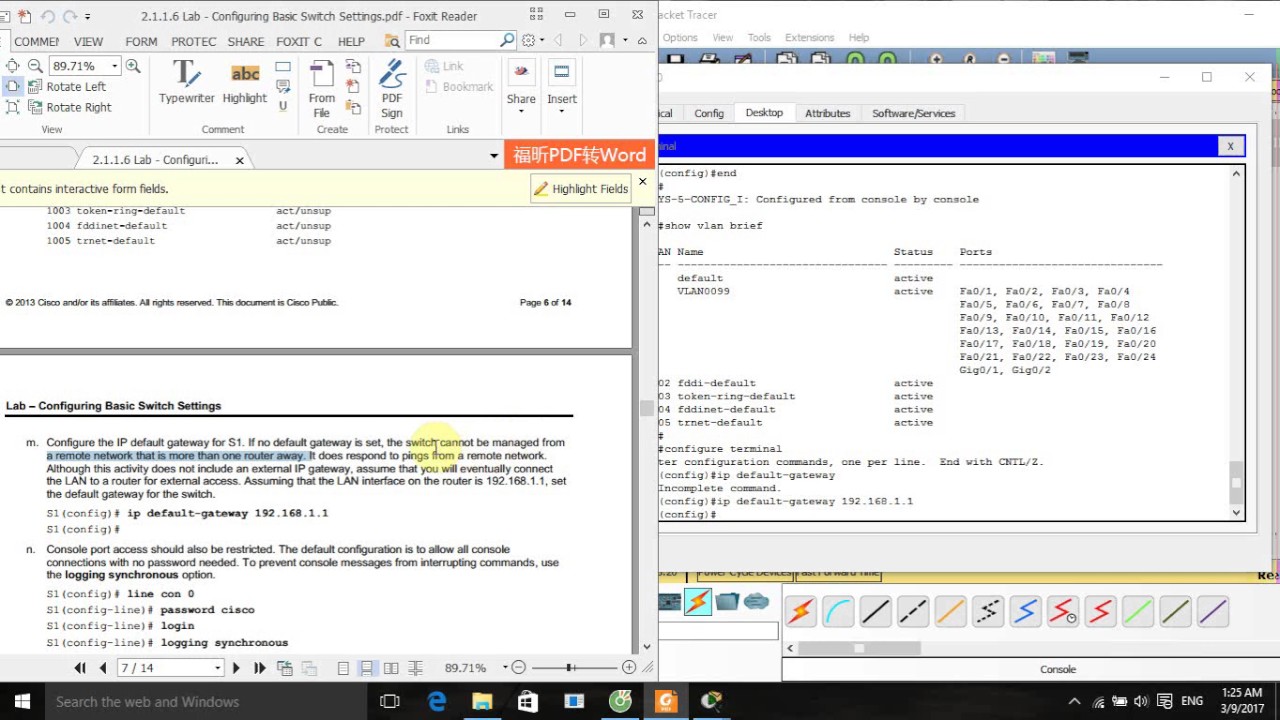 [CCNA S2] 2.1.1.6 Lab - Configuring Basic Switch Settings