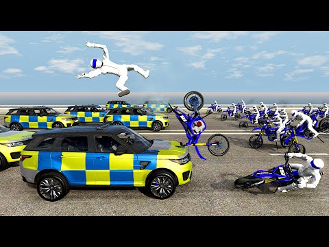 Tactical Police AI takedowns of fleeing Bikers
