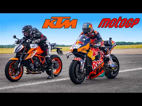 MotoGP Bike v Porsche 911 Turbo S v KTM Road Bike: DRAG RACE