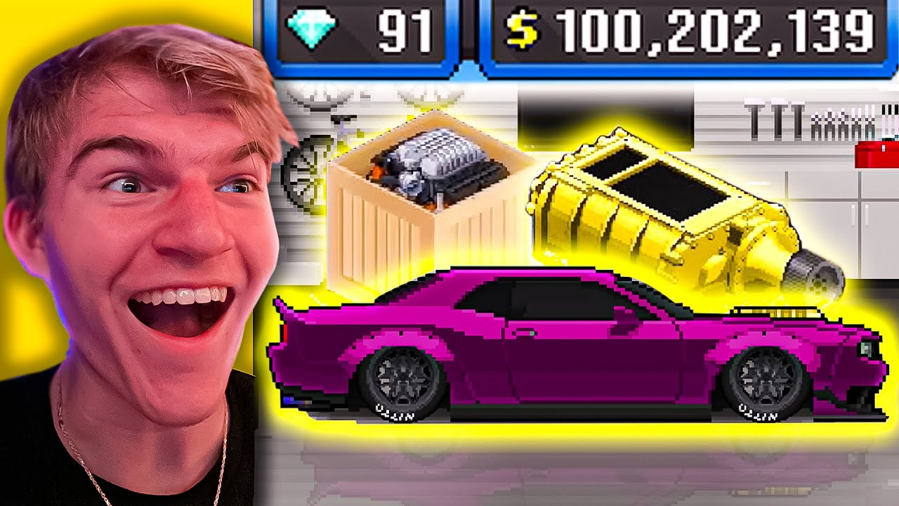 SPENDING $10,000,000 DOLLARS ON A DODGE CHALLENGER HELLCAT DEMON IN PIXEL CAR RACER!