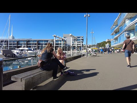 (4k) Walk. Wellington Waterfront, Bunny St - Oriental Bay (NZ) | April 2022.