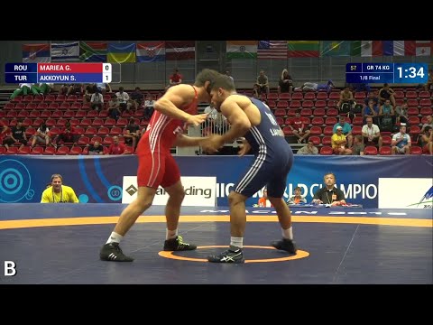 1/8 GR - 74 kg: G. MARIEA (ROU) df. S. AKKOYUN (TUR), 7-3