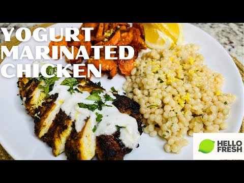 Yogurt Marinated Chicken Recipe | Hello Fresh Meals | Israeli Couscous Recipe | Roasted Carrots