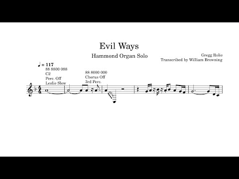 Santana - Evil Ways (Organ Solo Transcription)