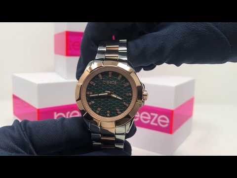 Breeze Quartz Watch Star-Blazed Tone IP Rose Gold Green 710531.9