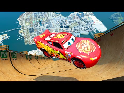 GTA 4 Lightning McQueen Mega Ramp Crash Testing ep.1