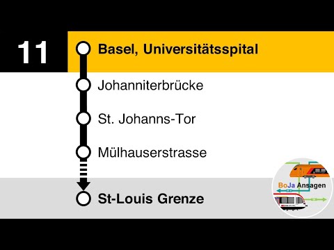Postauto Ansagen I 11 Basel Universitätsspital - St-Louis Grenze I BoJa Ansagen