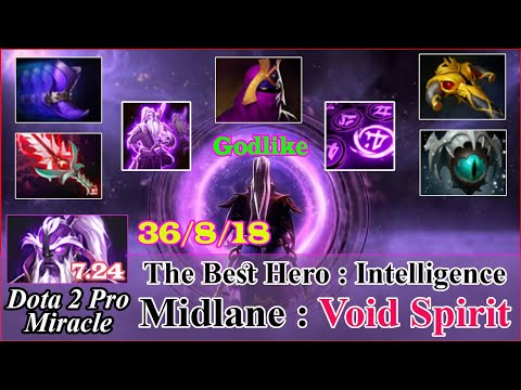Void Spirit Midlane Godlike 36 Kill - Dota 2 Pro Miracle Spotlight Gameplay Patch 7.24 - Dota 2 Pro