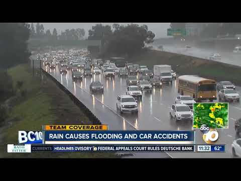Rain causes flooding and accidents